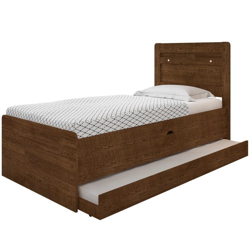 Cama Solteiro Auxiliar Baú Ivana Malbec Com Colchão - 2