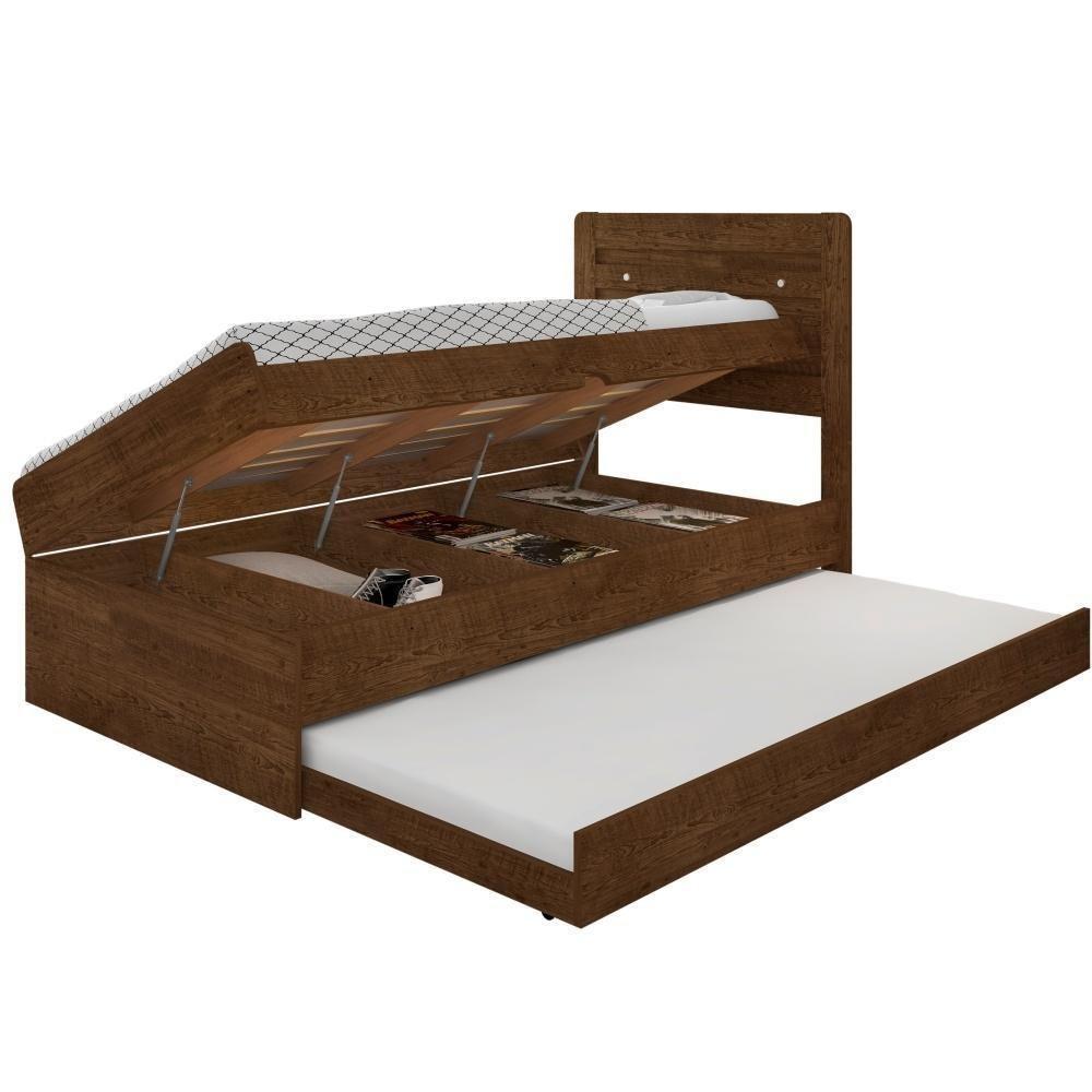 Cama Solteiro Auxiliar Baú Ivana Malbec Com Colchão - 4