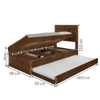 Cama Solteiro Auxiliar Baú Ivana Malbec Com Colchão - 3