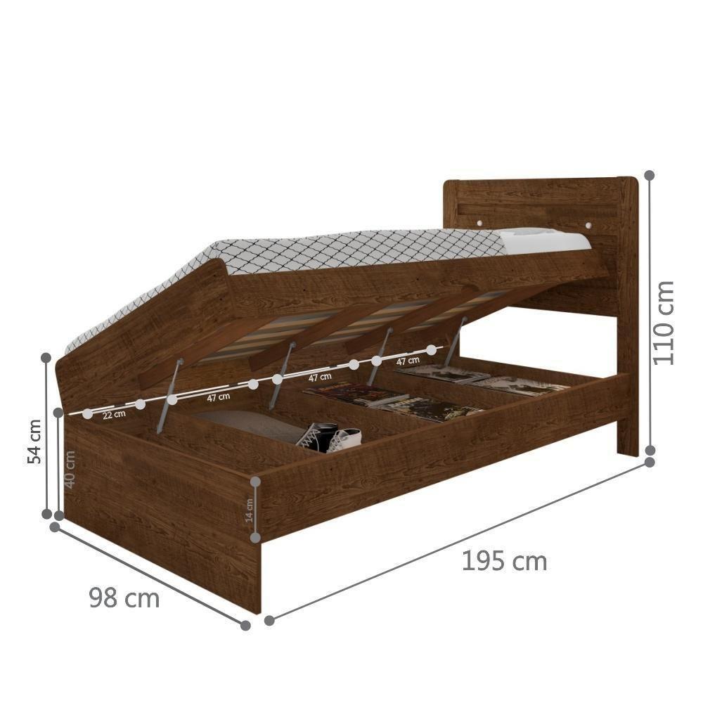 Cama Solteiro Com Cabeceira E Baú Ivana Malbec - 3