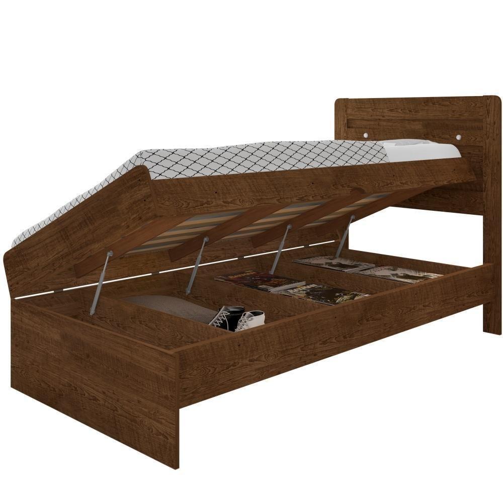 Cama Solteiro Com Cabeceira E Baú Ivana Malbec - 4