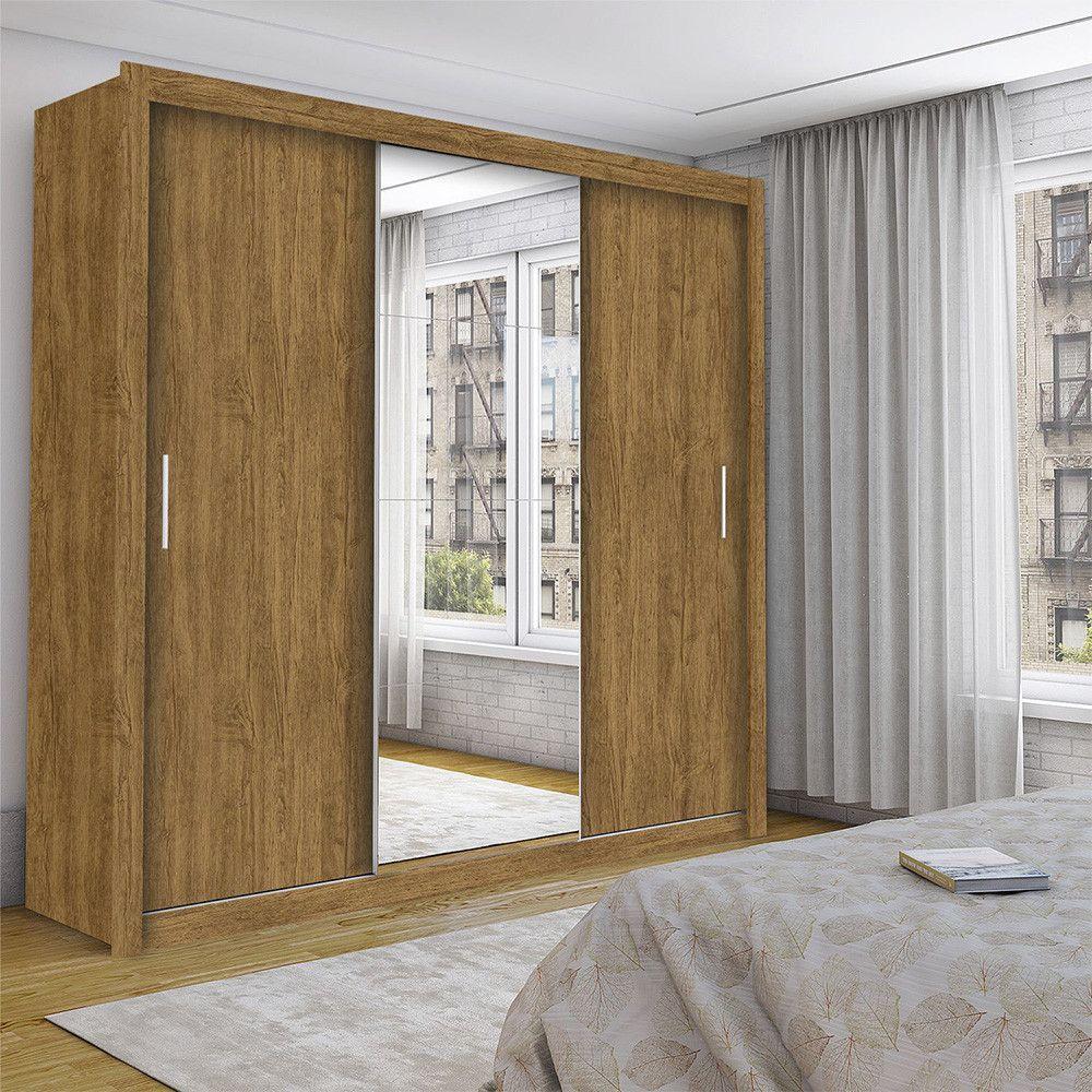 Guarda Roupa Isabela Plus 3 Portas De Correr 4 Gavetas Com Espelho Carioca Móveis Freijó - 1