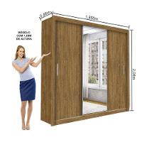 Guarda Roupa Isabela Plus 3 Portas De Correr 4 Gavetas Com Espelho Carioca Móveis Freijó - 6