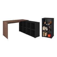 Conjunto Escrivaninha E Estante Herne Ipê Preto - 1