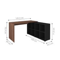 Conjunto Escrivaninha E Estante Herne Ipê Preto - 2