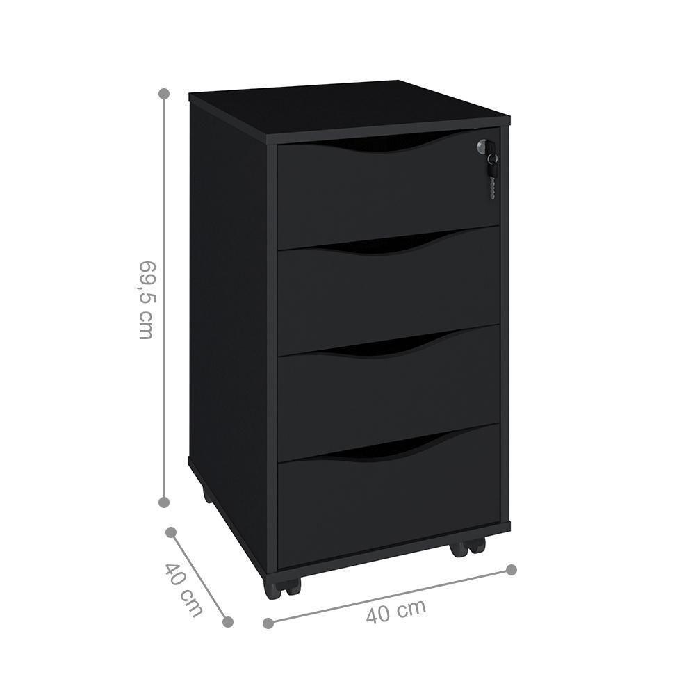 Conjunto Escrivaninha E Gaveteiro Huddersfield Nogal Preto - 3