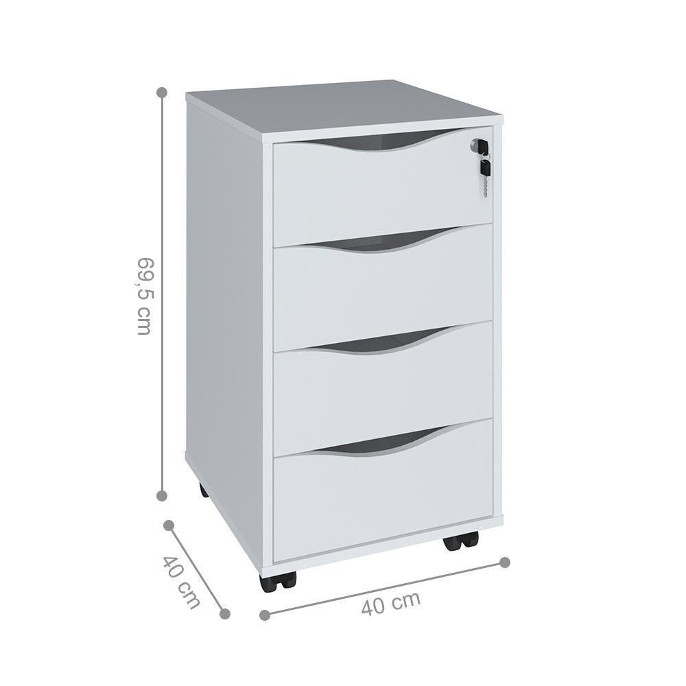 Conjunto Escrivaninha E Gaveteiro Oldenburgo Nogal Branco - 4