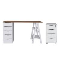 Conjunto Escrivaninha E Gaveteiro Oldenburgo Nogal Branco - 1