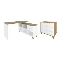 Conjunto Escrivaninha E Balcão Wurzburg Olmo Branco - 1