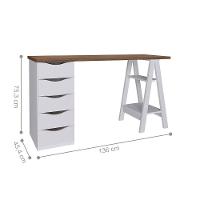 Conjunto Escrivaninha E Gaveteiro Leverkusen Nogal Branco - 3