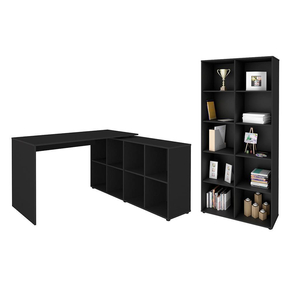 Conjunto Escrivaninha E Estante Ratisbona Preto - 1