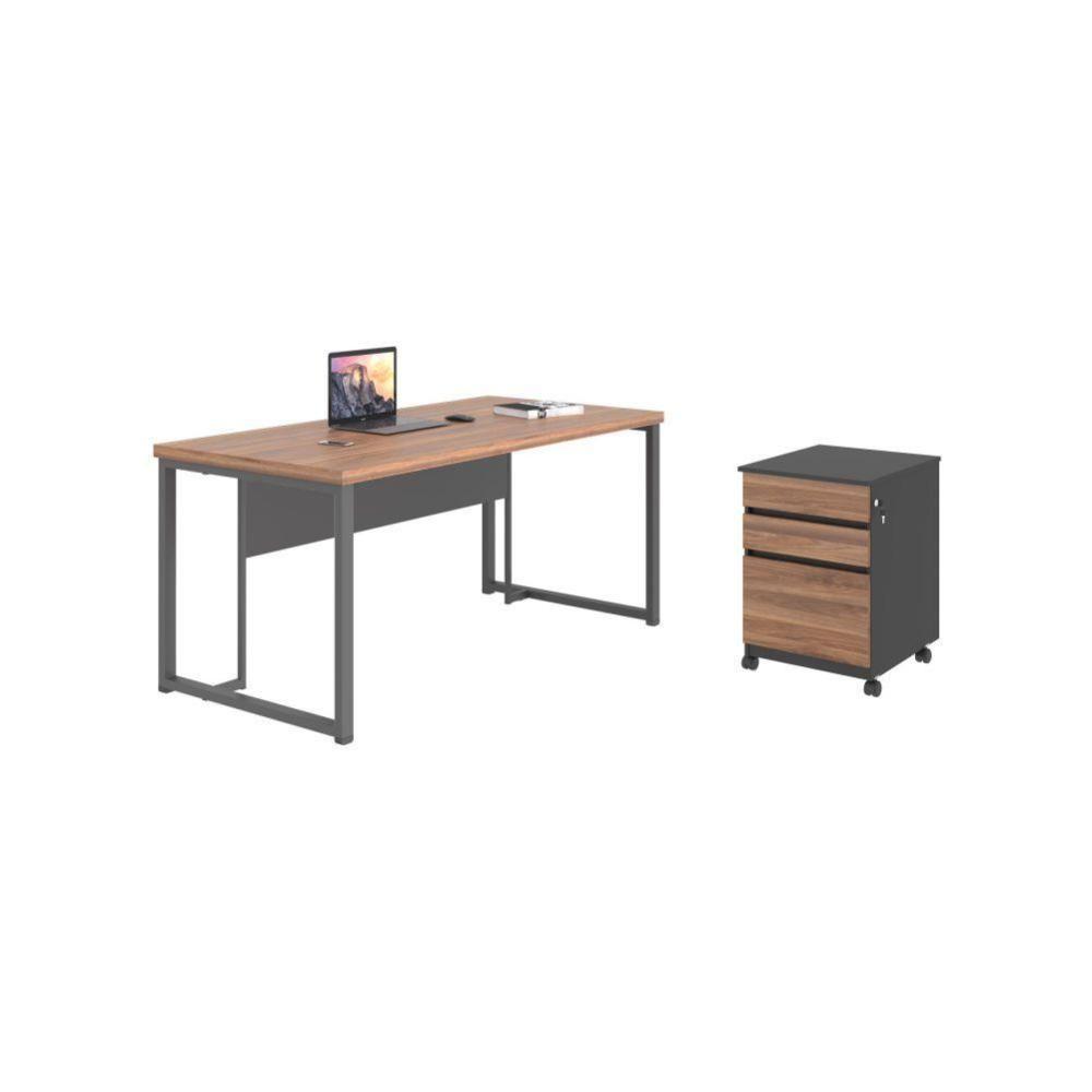 Escrivaninha E Gaveteiro Líbia Noce Preto - 1