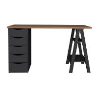 Escrivaninha Com 5 Gavetas Minnesota Nogal Preto - 5