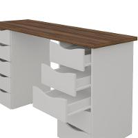 Escrivaninha Com 10 Gavetas Maine Nogal Branco - 5