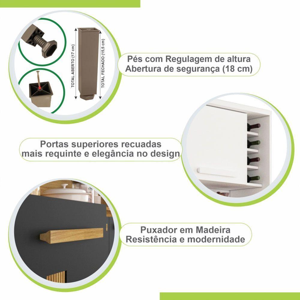 Armário De Cozinha 6 Portas 2 Gavetas Catar Sallêto Móveis Cinamomo Com Off White - 7