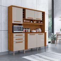 Armário De Cozinha 6 Portas 2 Gavetas Catar Sallêto Móveis Cinamomo Com Off White - 1