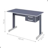 Mesa De Escritório Azul Escrivaninha Com 2 Gavetas Boston - 2