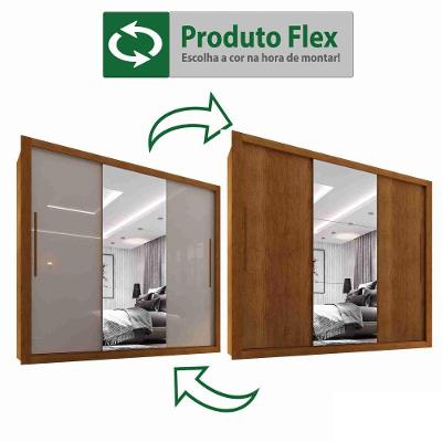 Guarda Roupa Casal Panama 3 Portas de Correr 4 Gavetas Cinamomo MDP-MDF Salleto Móveis