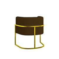 Poltrona Corino Decorativa Lua Recepção Base Ferro Gold Marrom - 3