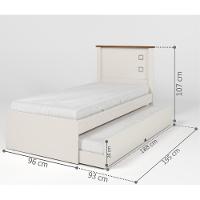 Cama Solteiro Roberta Auxiliar Off White Madeira Com Colchão - 3
