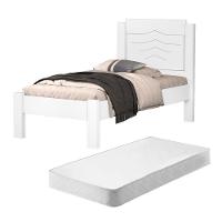 Cama Solteiro Jade Branco Com Colchão - 1