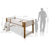 Cama Solteiro Paty Branco Com Mel Com Baú Adesivado Filhote Azul - 1