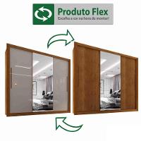 Guarda Roupa Casal Com Espelho 3 Portas 4 Gavetas Panamá Sallêto Móveis Cinamomo Com Off White - 9
