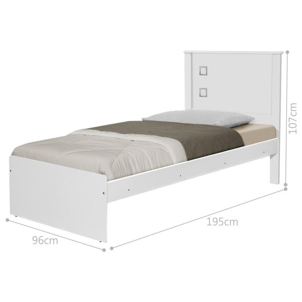Cama Solteiro Barcelona Branco Com Colchão - 1