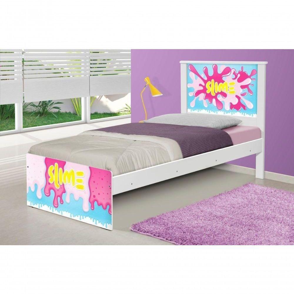 Cama Solteiro Com Cabeceira Slime Menina - 1