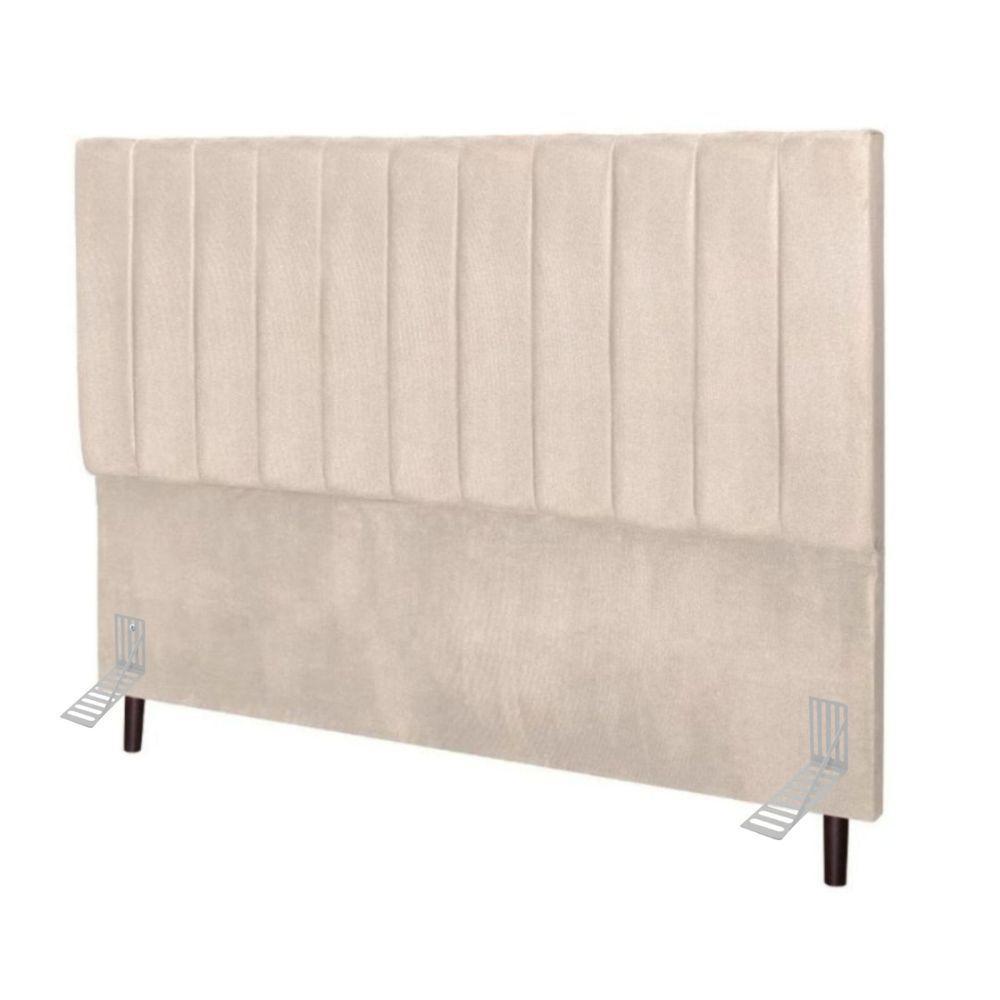 Cabeceira Estofada Cama Box King 195 Cm Luana Suede E Frame bege - 1