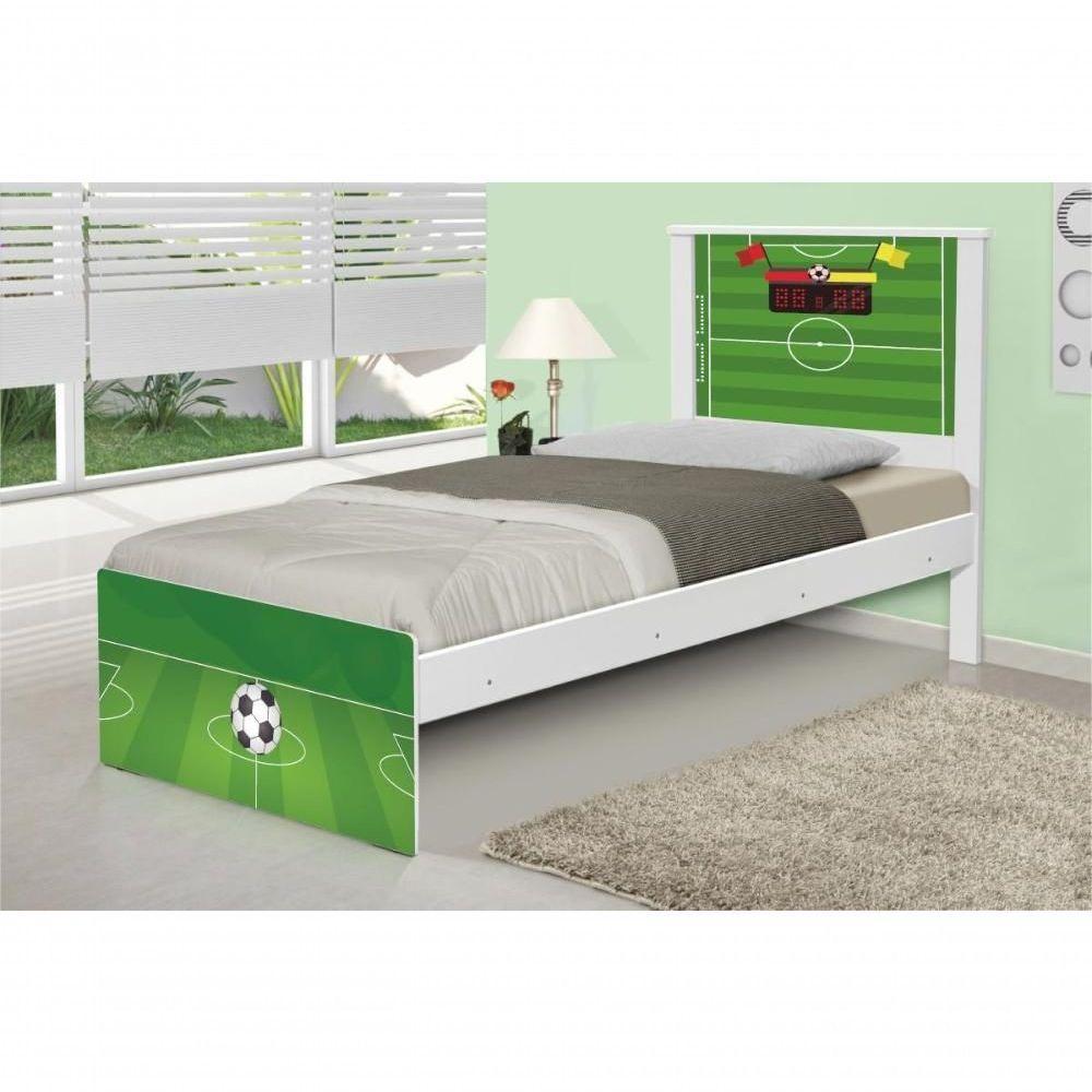 Cama Solteiro Adesivada Futebol Gramado Com Colchão - 3