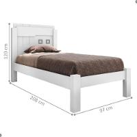Cama Solteiro Com Cabeceira Letícia Branco - 2