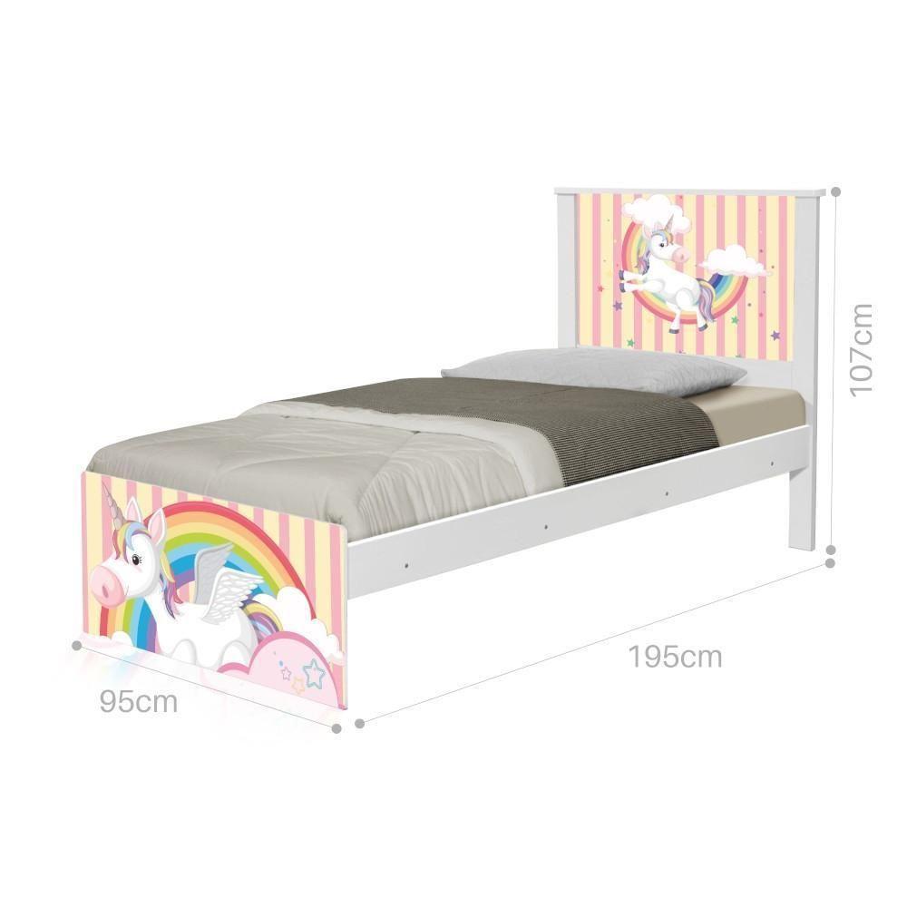 Cama Solteiro Com Cabeceira Adesivada Unicórnio Meigo - 1