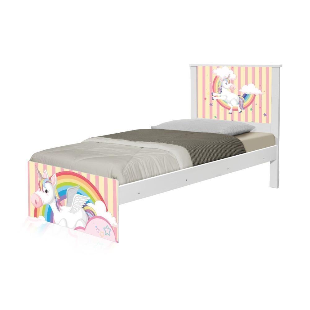 Cama Solteiro Com Cabeceira Adesivada Unicórnio Meigo - 2