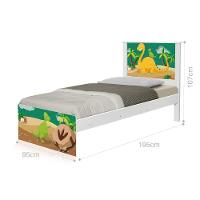 Cama Solteiro Com Cabeceira Adesivada Dinossauro - 1