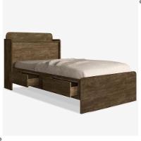 Cama Solteiro Tamires Baú Castanho Com Gavetas - 3