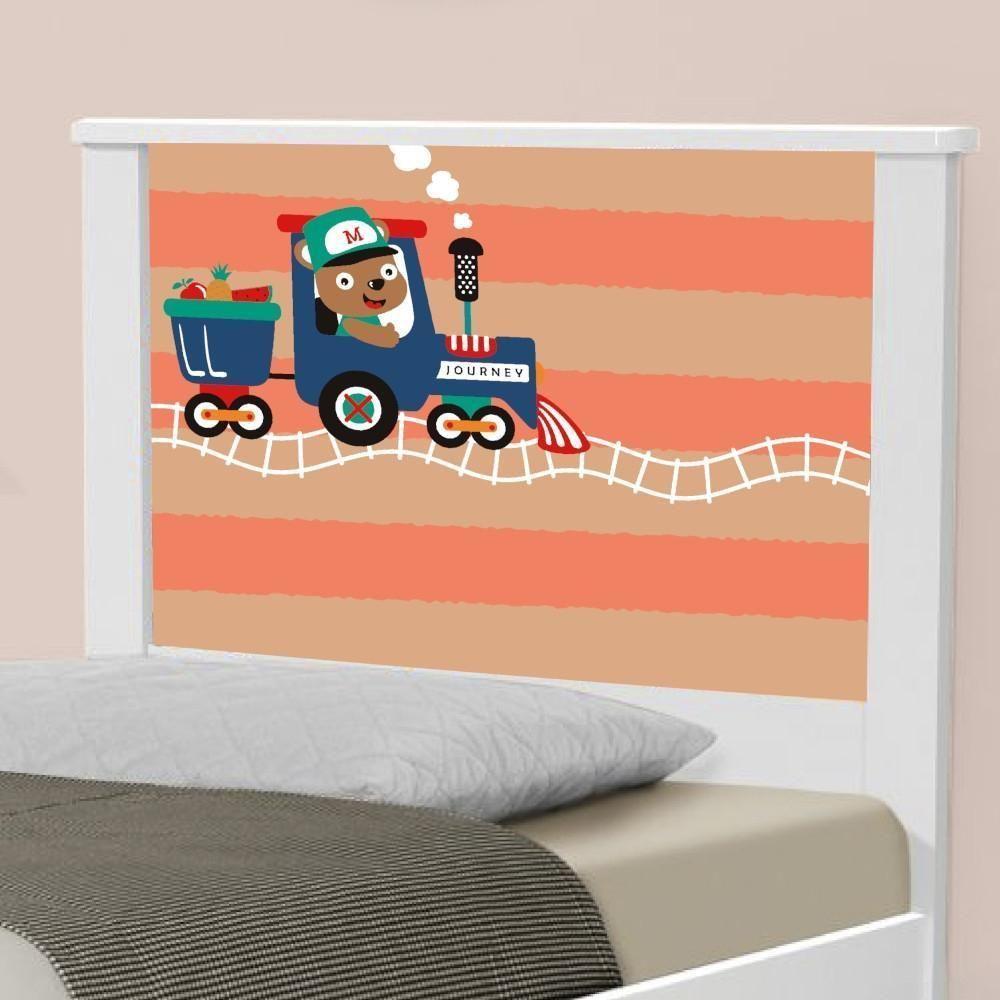 Cama Solteiro Adesivada Trenzinho Com Colchão - 2
