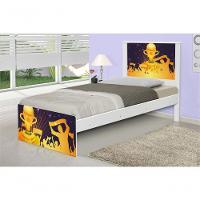 Cama Solteiro Adesivada Futebol Troféu Com Colchão - 3