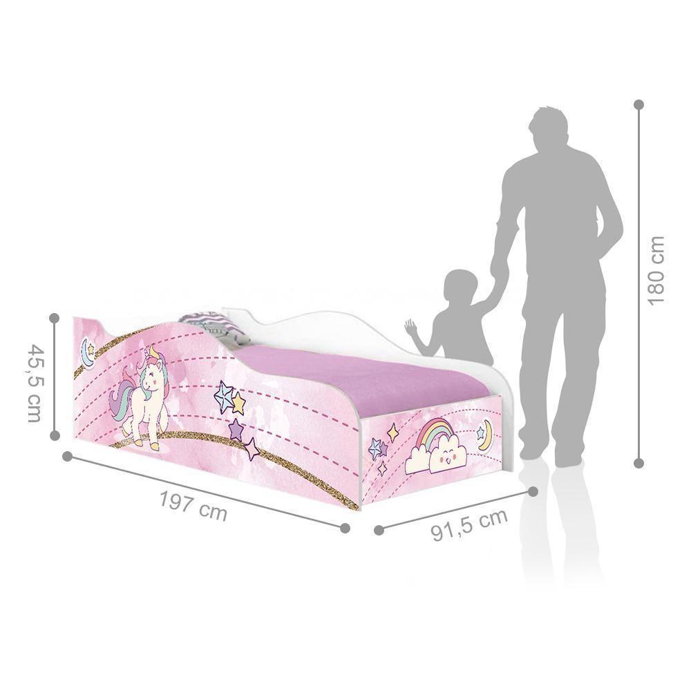 Cama Fun Unicónio Rosa Solteiro Com Colchão - 4