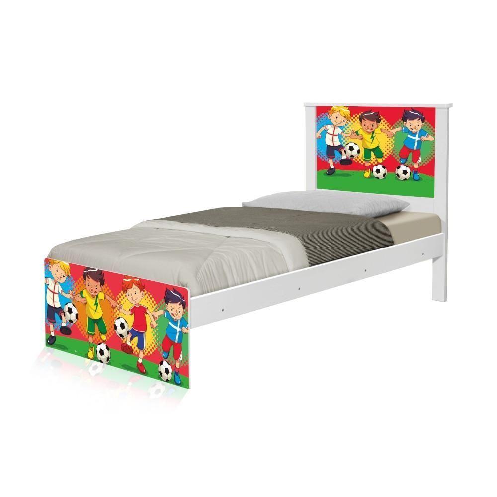 Cama Solteiro Adesivada Futebol Meninos Com Colchão - 2