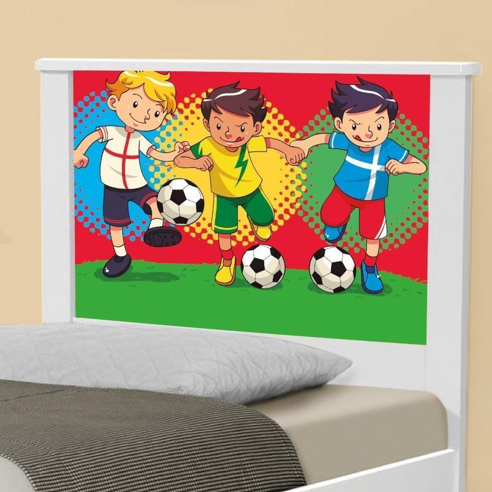 Cama Solteiro Adesivada Futebol Meninos Com Colchão - 4