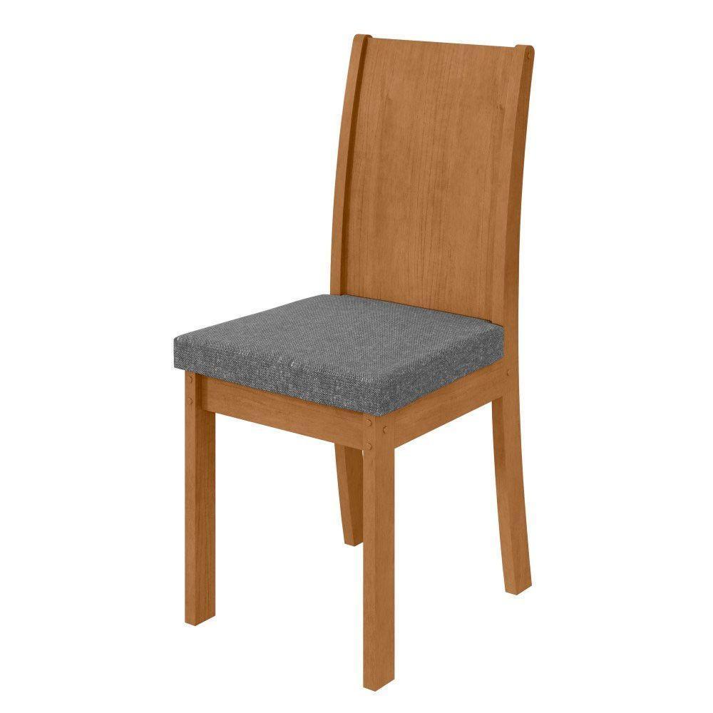 Conjunto Mesa Celebrare 100cm Tampo Mdf/vidro 4 Cadeiras Athenas Amendoa/off/linho Cinza - 3