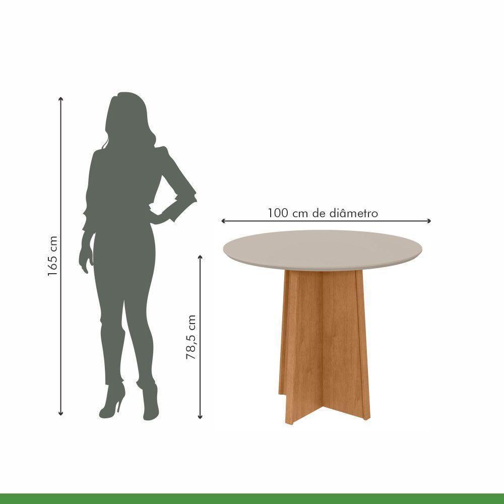 Conjunto Mesa Celebrare 100cm Tampo Mdf/vidro 4 Cadeiras Athenas Amendoa/off/linho Cinza - 5