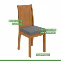 Conjunto Mesa Celebrare 100cm Tampo Mdf/vidro 4 Cadeiras Athenas Amendoa/off/linho Cinza - 11