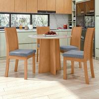 Conjunto Mesa Celebrare 100cm Tampo Mdf/vidro 4 Cadeiras Athenas Amendoa/off/linho Cinza - 14