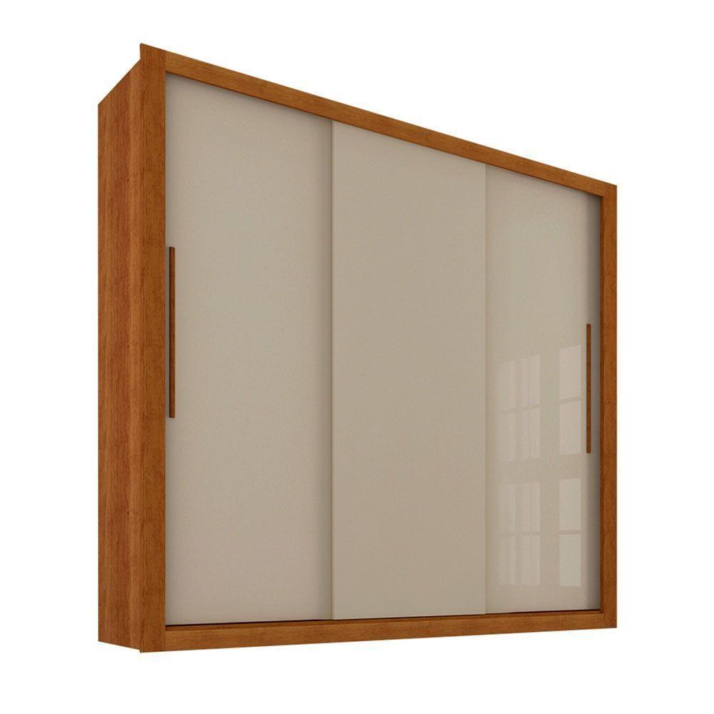 Guarda Roupa Casal 3 Portas 4 Gavetas Panamá Sallêto Móveis Cinamomo Com Off White - 2