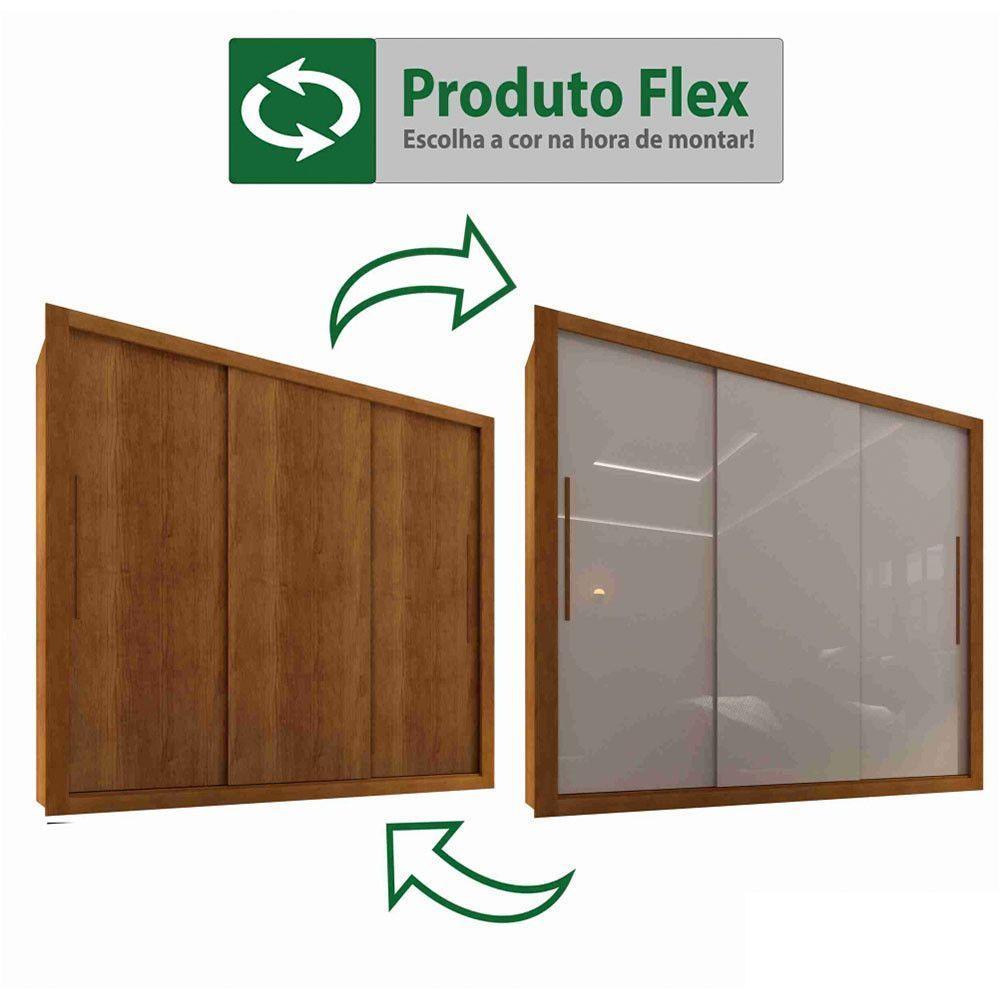 Guarda Roupa Casal 3 Portas 4 Gavetas Panamá Sallêto Móveis Cinamomo Com Off White - 6