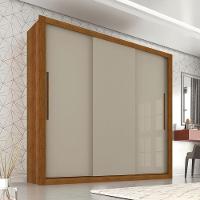 Guarda Roupa Casal 3 Portas 4 Gavetas Panamá Sallêto Móveis Cinamomo Com Off White - 1