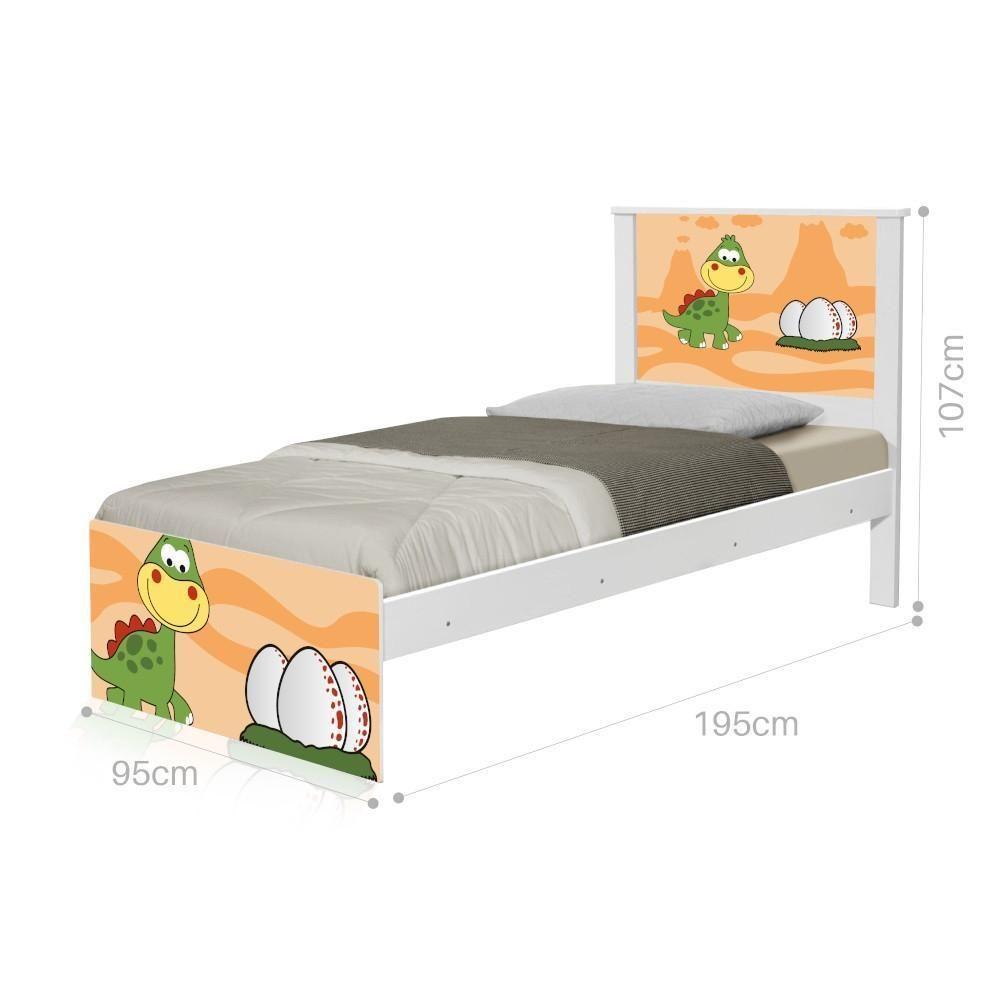 Cama Solteiro Com Cabeceira Adesivada Dinossauro Baby - 1