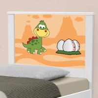 Cama Solteiro Com Cabeceira Adesivada Dinossauro Baby